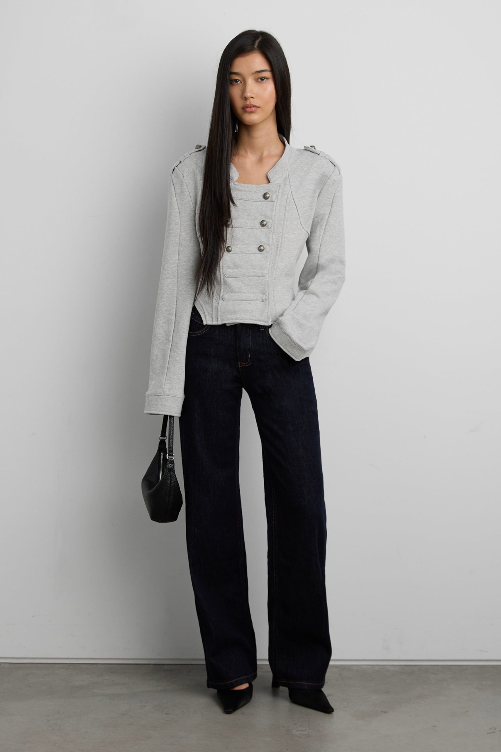 CROPPED MILITARY STYLE COTTON JACKET
