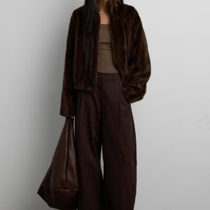FUNNEL NECK FAUX FUR JACKET